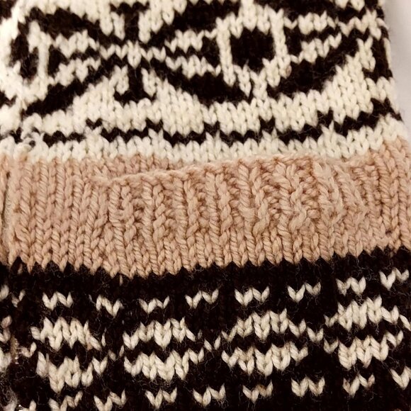 Womans Brown & Tan Sweater Coat.  Full Zip Sz S/M Unbranded Cabel Knit - Picture 4 of 8